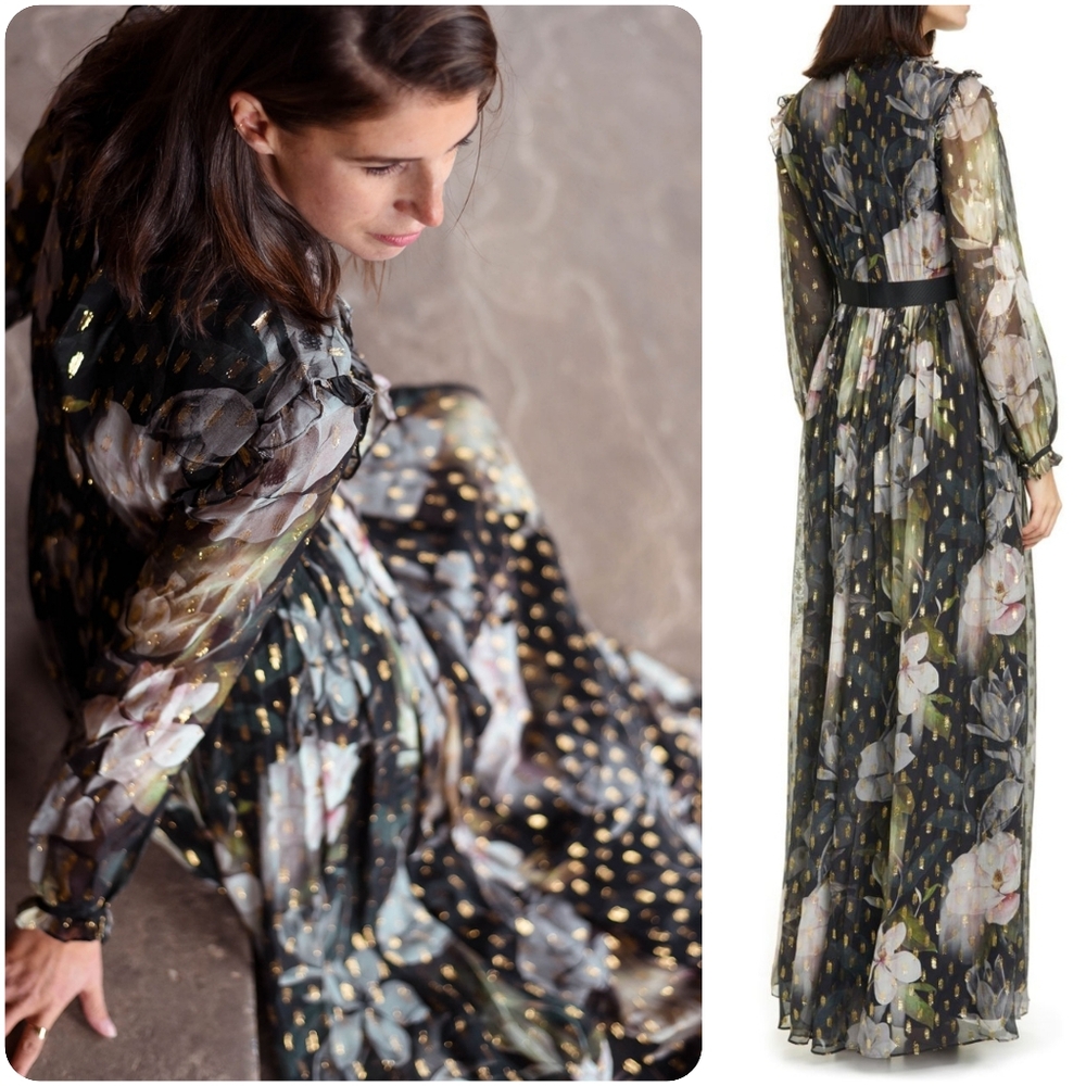 SOLD LIKE NEW TED BAKER HTF SILK BLEND HUNNIE MAXI DRESS - Picture 6 of 9